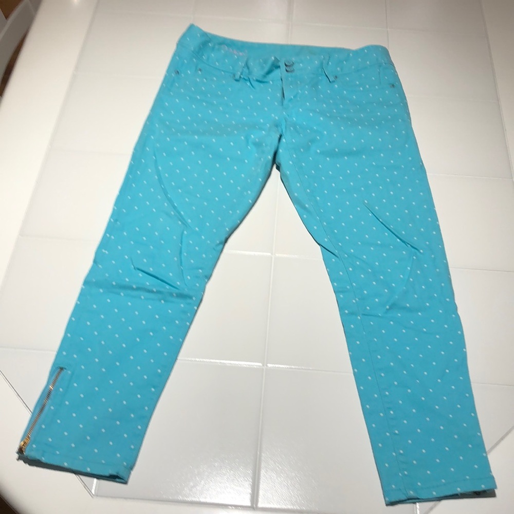 Lilly Pulitzer Aqua Blue White Polka Dot Jeans